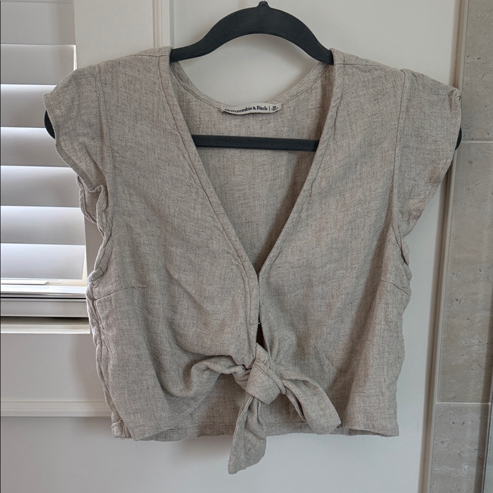 Abercrombie & Fitch Linen Tie-Front Blouse